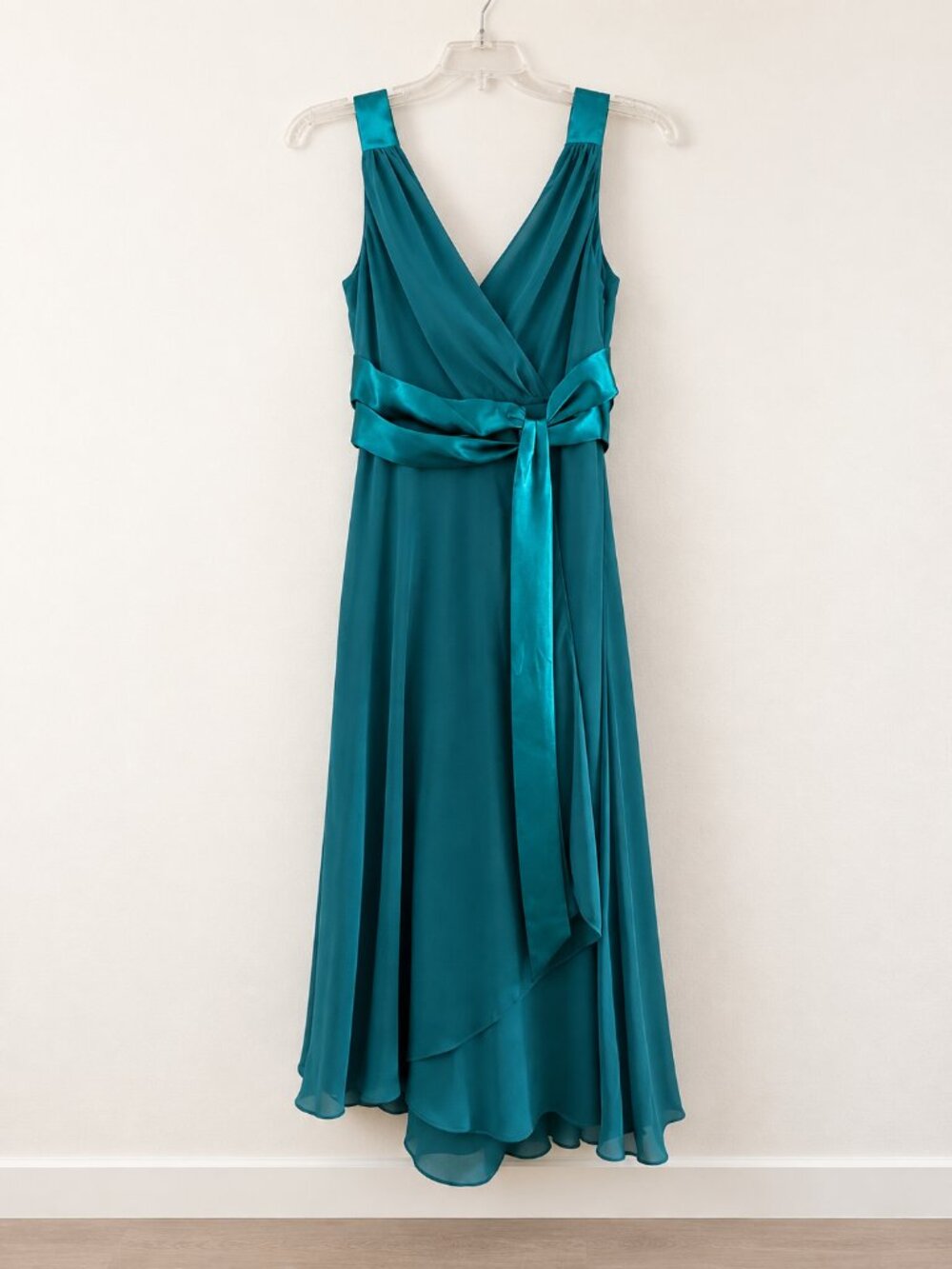 Jones Wear Teal Sleeveless Wrap Midi Dress Size 8